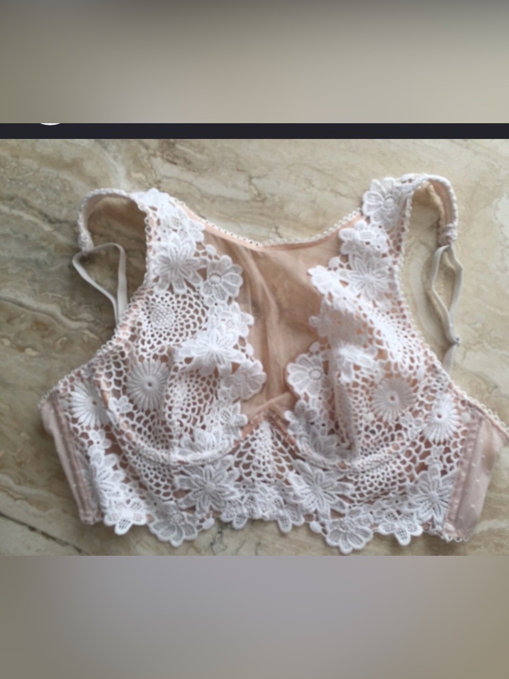 Victoria's Secret Blush Pink and White Lace Bralette